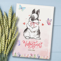 Whimsy Pink Butterflies & Bunny Valentine's Day 