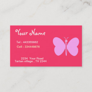 whimsy pink butterfly business card