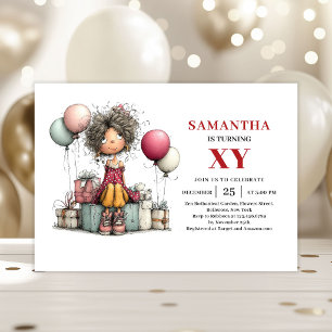 Whimsy Playful Girl Birthday invitation
