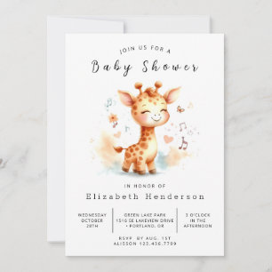 Whimsy Printable Giraffe Baby Shower Invitation