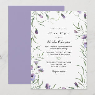 Whimsy Purple Floral Wedding  Invitation