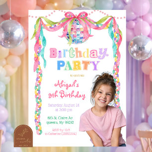 Whimsy Quirky Disco ball Kids Tween Birthday Invitation