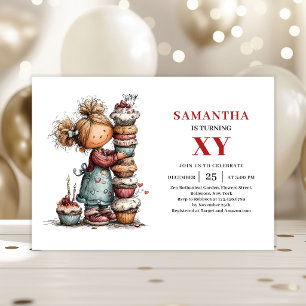 Whimsy Quirky Girl Birthday Colourful invitation