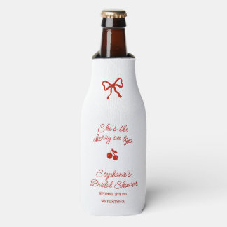 Whimsy Red She's the Cherry on Top Bridal Shower Bottle Cooler