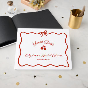 Whimsy Red She's the Cherry on Top Bridal Shower Guest Book