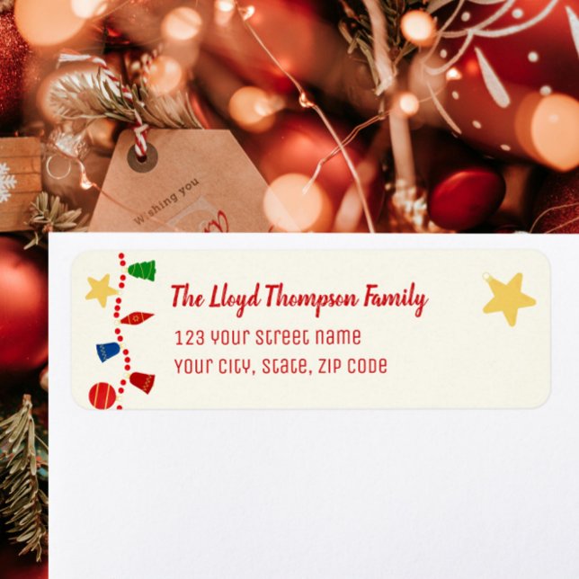 Whimsy retro Christmas ornaments (Vintage Christmas ornaments return label)