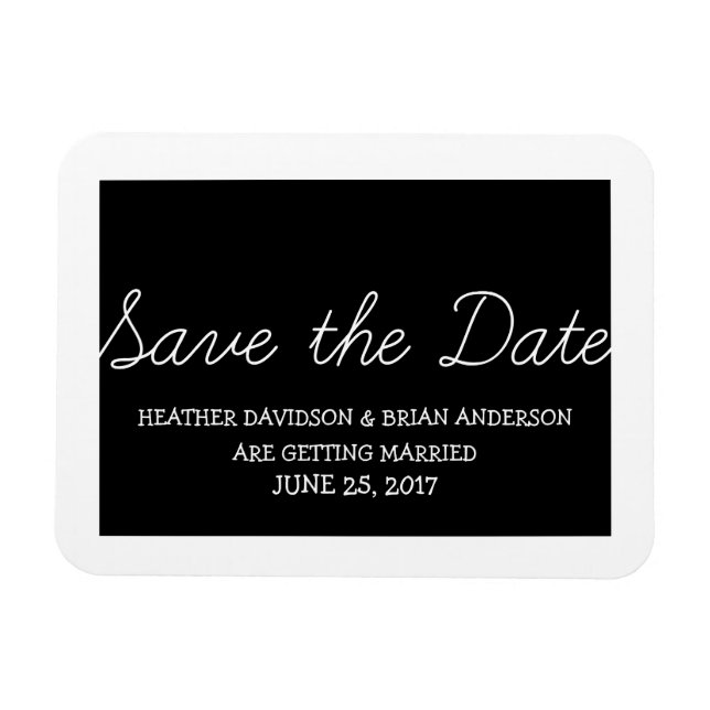 Whimsy Save the Date Magnet, Black Magnet (Horizontal)