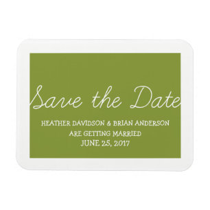 Whimsy Save the Date Magnet, Olive Green Magnet