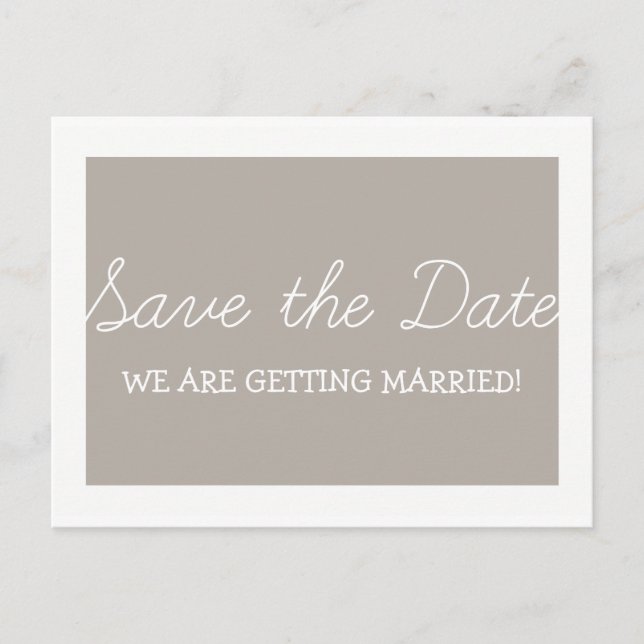Whimsy Save the Date Postcard, Beige Announcement Postcard (Front)