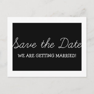Whimsy Save the Date Postcard, Black Announcement Postcard