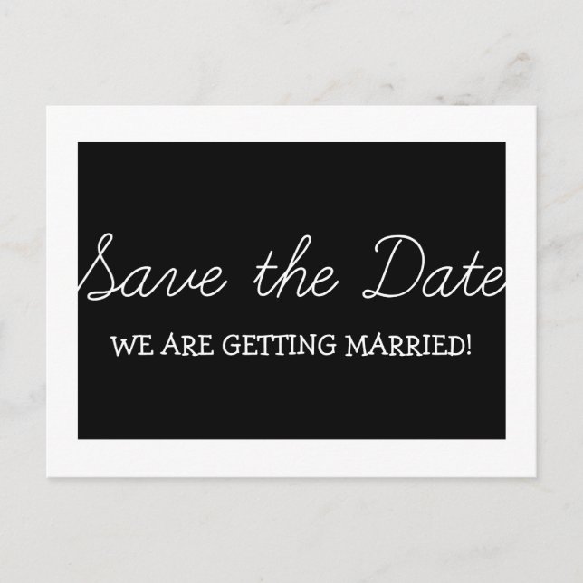 Whimsy Save the Date Postcard, Black Announcement Postcard (Front)