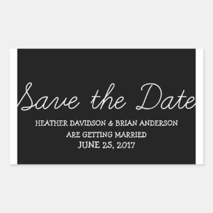 Whimsy Save the Date Stickers, Black Rectangular Sticker