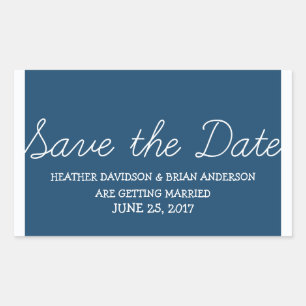 Whimsy Save the Date Stickers, Blue Rectangular Sticker