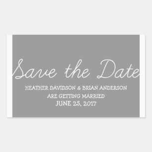 Whimsy Save the Date Stickers, Grey Rectangular Sticker