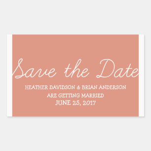 Whimsy Save the Date Stickers, Orange Rectangular Sticker
