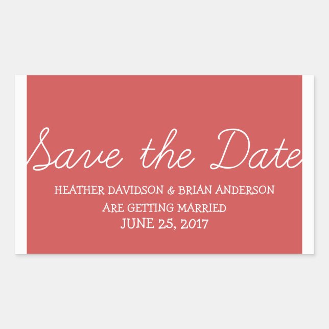 Whimsy Save the Date Stickers, Red Rectangular Sticker (Front)
