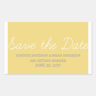 Whimsy Save the Date Stickers, Yellow Rectangular Sticker
