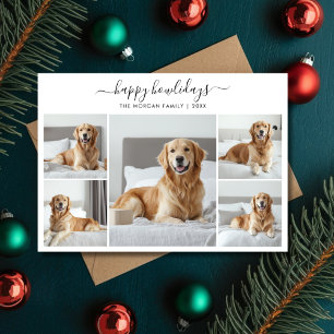 Whimsy Script Happy Howlidays Dog 5 Photo Collage Holiday Card