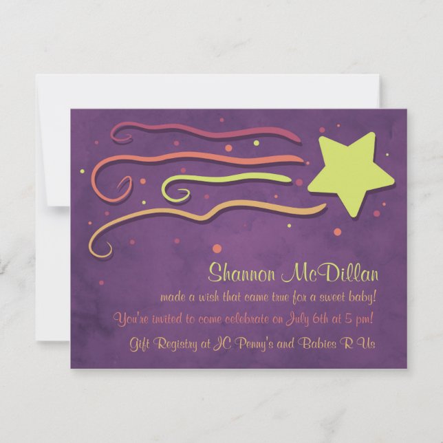 Whimsy Shooting Star Baby Shower Invitation (Front)