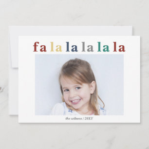 Whimsy Snowflakes Colourful fa la la Minimal Photo Holiday Card