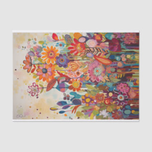 Whimsy Summer Floral Abstract Painting Decoupage Tissue Paper