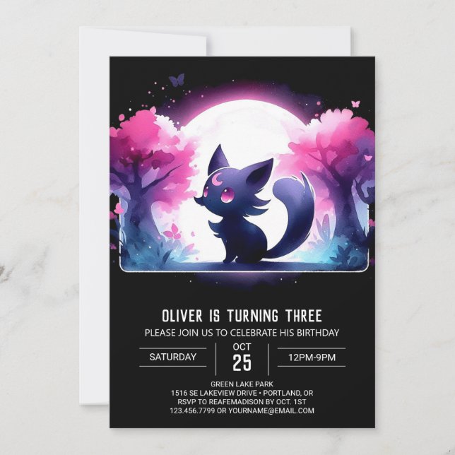 Whimsy Sweet Cat Birthday Invitation (Front)