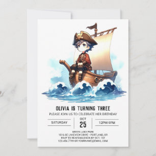 Whimsy Sweet Pirate Birthday Invitation
