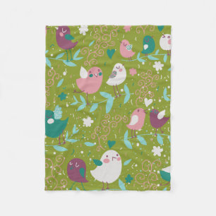 Whimsy Tweety Birds on Vines Fleece Blanket