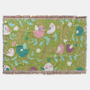 Whimsy Tweety Birds on Vines Throw Blanket