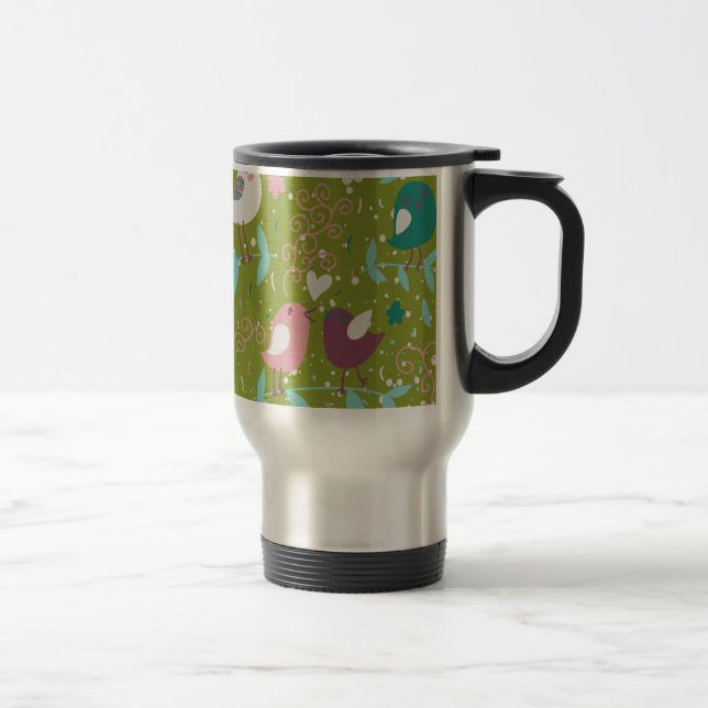 Whimsy Tweety Birds on Vines Travel Mug (Right)