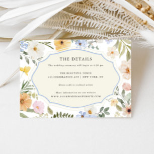 Whimsy Vintage Pastel Floral Wedding Details Enclosure Card