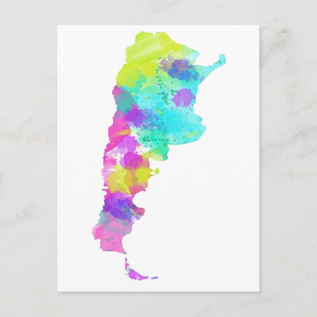 Whimsy Watercolor Argentina Map Postcard (Front)