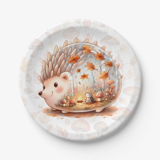 Whimsy Wilderness Critters - the Hedgehog - Paper Plate (Front)