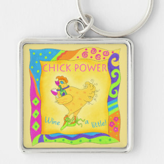 Whimsy Wine a Little Chick Power Yellow Key Ring