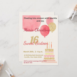 Whimsy & Wishes Sweet 16 Birthday Party Invitation