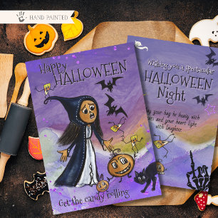 Whimsy Witch, Pumpkin & Candy Corn Halloween Card
