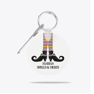 Whimsy Witch Shoes with Purple & Orange Stripe Key Ring