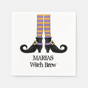 Whimsy Witch Shoes with Purple & Orange Stripe Napkin