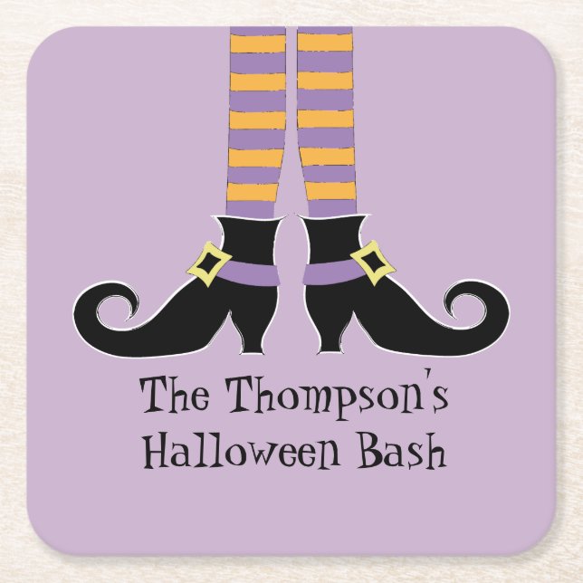 Whimsy Witch's Shoes Square Paper Coaster (Front)