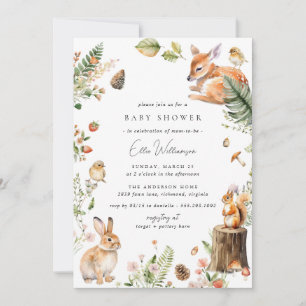 Whimsy Woodland Cute Forest Animals Baby Shower Invitation