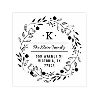Whimsy Wreath Monogram Address Stamp