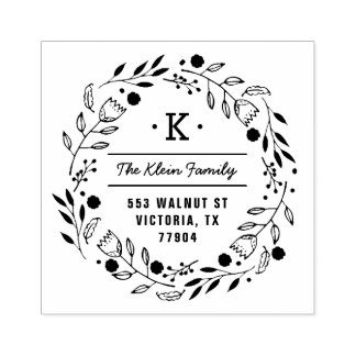 Whimsy Wreath Monogram Address Stamp