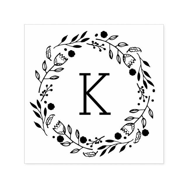 Whimsy Wreath Monogram Self-Inking Stamp (Design)