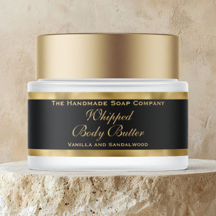 Whipped Body Butter Gold Foil and Black Jar Label