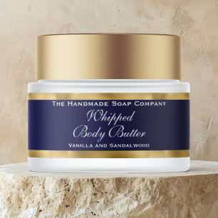 Whipped Body Butter Gold Foil Navy Blue Jar Label