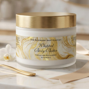 Whipped Body Butter Jar Label Ivory Gold Glitter