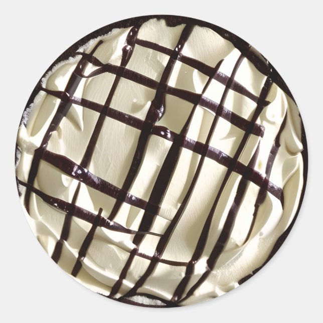 Whipped Cream and Chocolate Syrup Pie Classic Round Sticker (Front)