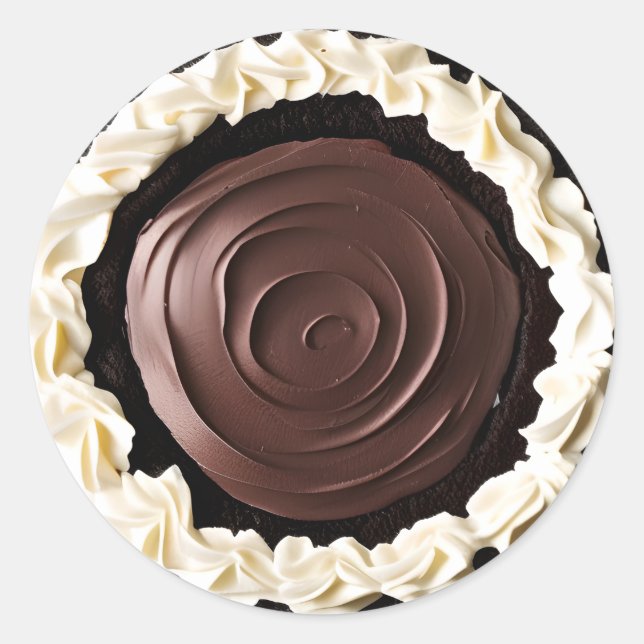 Whipped Cream Chocolate Pudding Pie Food Classic Round Sticker (Front)
