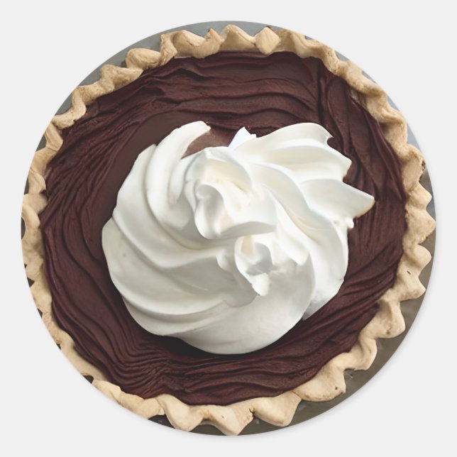 Whipped Cream Chocolate Pudding Pie Food Classic Round Sticker (Front)