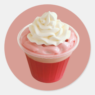 Whipped Cream Dessert Cup Classic Round Sticker